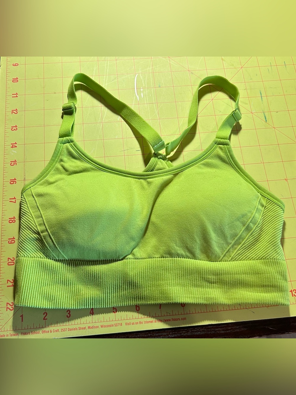 all in motion Neon Green Adjustable-Strap Sports Bra / L